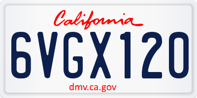 CA license plate 6VGX120