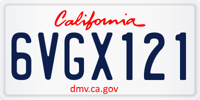 CA license plate 6VGX121