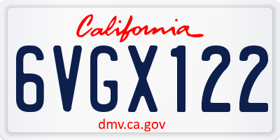 CA license plate 6VGX122