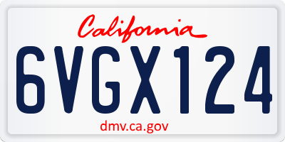 CA license plate 6VGX124