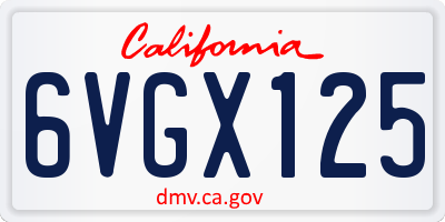 CA license plate 6VGX125
