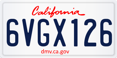 CA license plate 6VGX126