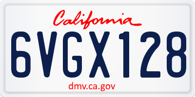 CA license plate 6VGX128