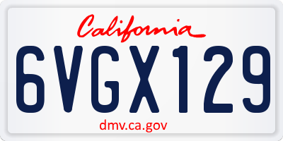 CA license plate 6VGX129