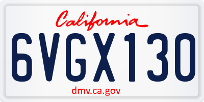 CA license plate 6VGX130