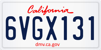 CA license plate 6VGX131