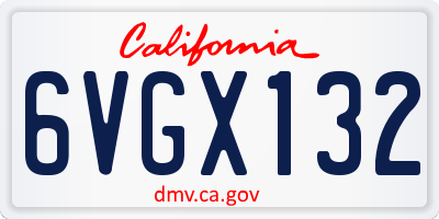 CA license plate 6VGX132
