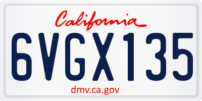 CA license plate 6VGX135