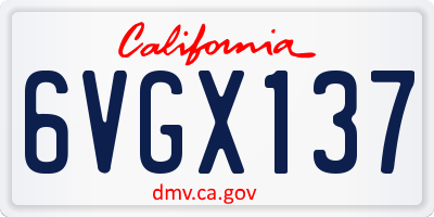 CA license plate 6VGX137