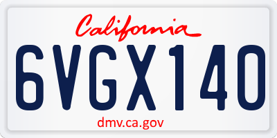 CA license plate 6VGX140