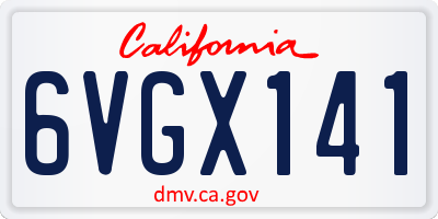 CA license plate 6VGX141