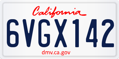 CA license plate 6VGX142