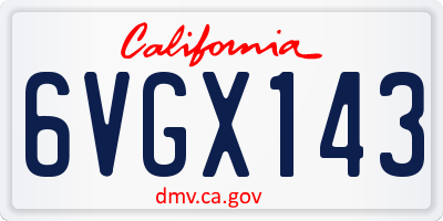 CA license plate 6VGX143