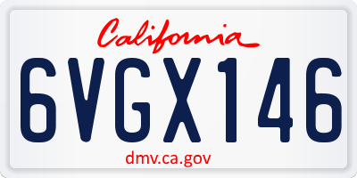 CA license plate 6VGX146