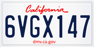 CA license plate 6VGX147