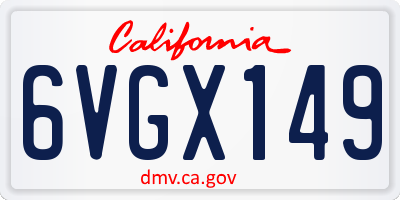 CA license plate 6VGX149