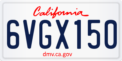 CA license plate 6VGX150