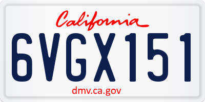 CA license plate 6VGX151