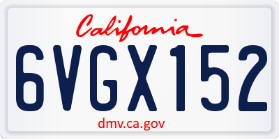 CA license plate 6VGX152