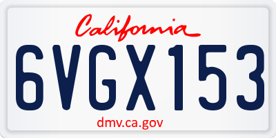 CA license plate 6VGX153