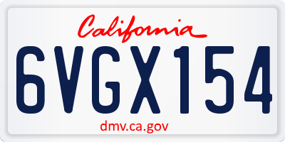 CA license plate 6VGX154