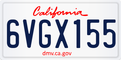 CA license plate 6VGX155