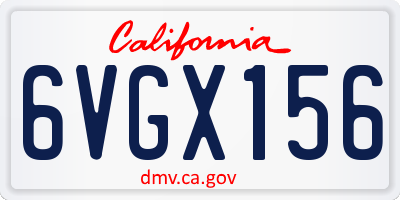 CA license plate 6VGX156