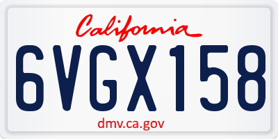 CA license plate 6VGX158