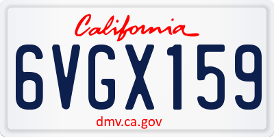 CA license plate 6VGX159
