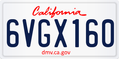 CA license plate 6VGX160