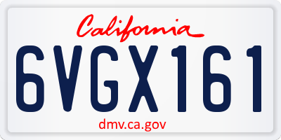 CA license plate 6VGX161