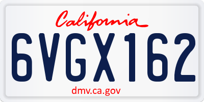 CA license plate 6VGX162