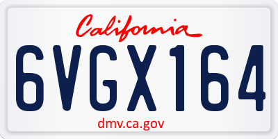 CA license plate 6VGX164