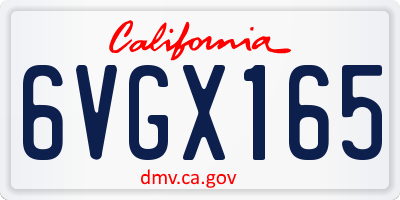 CA license plate 6VGX165