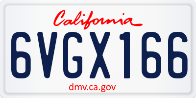 CA license plate 6VGX166