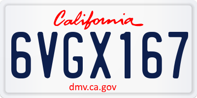 CA license plate 6VGX167