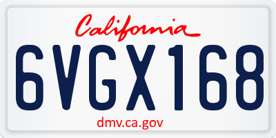 CA license plate 6VGX168