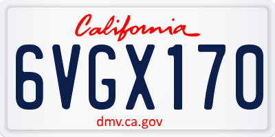 CA license plate 6VGX170