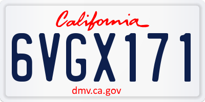 CA license plate 6VGX171