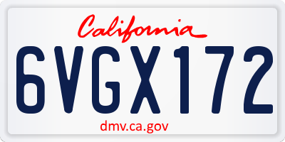 CA license plate 6VGX172