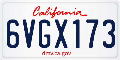 CA license plate 6VGX173