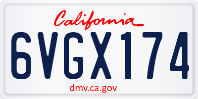 CA license plate 6VGX174