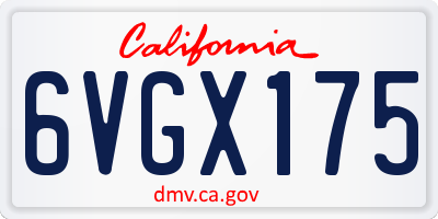 CA license plate 6VGX175