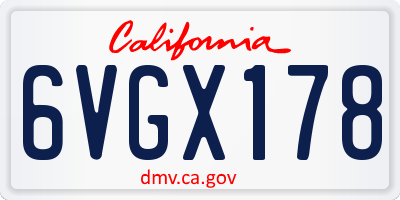 CA license plate 6VGX178