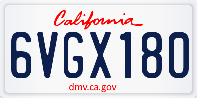 CA license plate 6VGX180