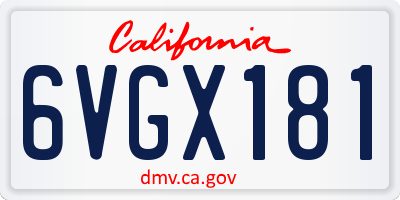 CA license plate 6VGX181