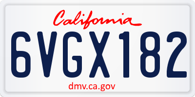 CA license plate 6VGX182
