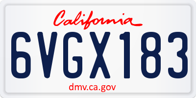 CA license plate 6VGX183