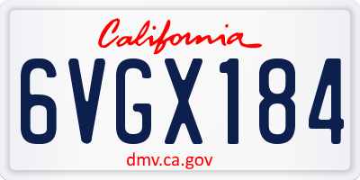 CA license plate 6VGX184