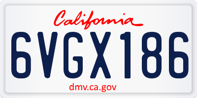 CA license plate 6VGX186